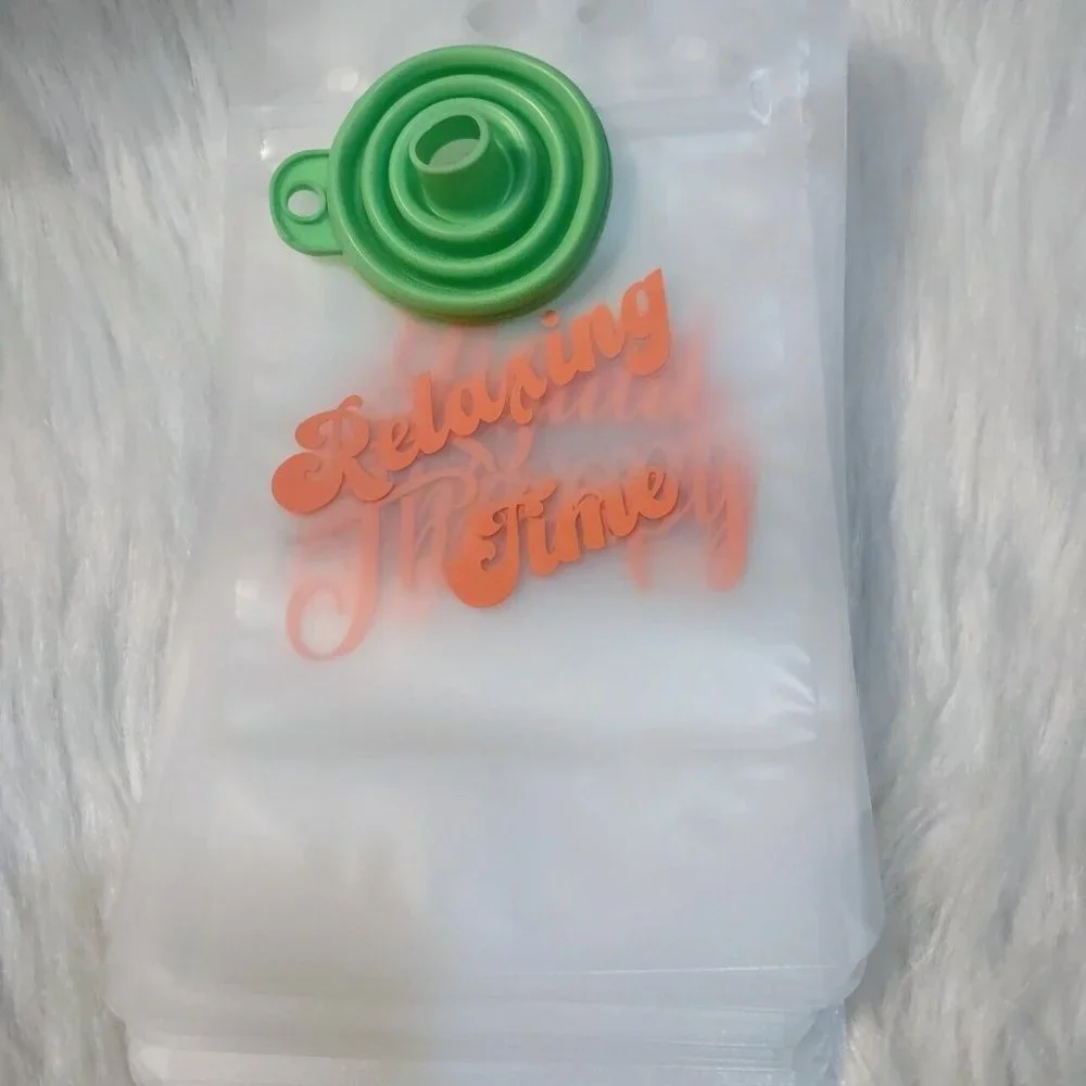 Personalize Drink Pouches Bags Stand-Up w/ Straws & Funnel Set for Cold Drinks